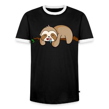 Faultier - Männer Kontrast-T-Shirt - Schwarz/Weiß - Vorne - AI Model Female 172 light (172cm) & AI Model Male 178 light (178cm)