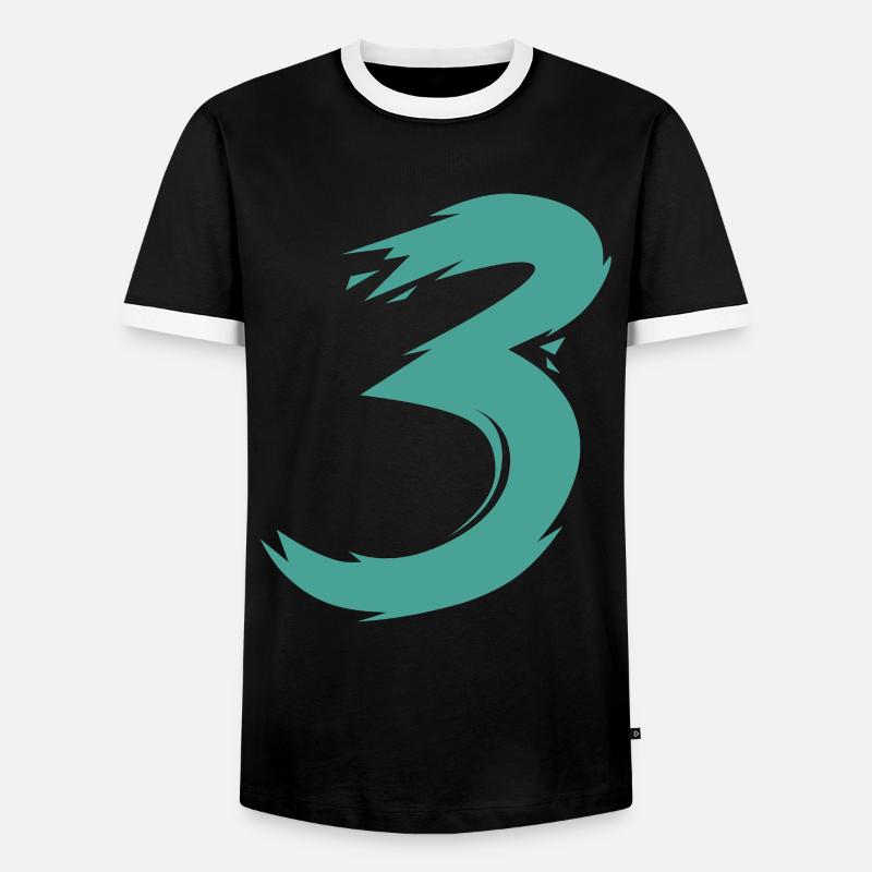 3 - Männer Kontrast-T-Shirt - Schwarz/Weiß