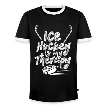 Eishockey Ist Meine Therapie Ice Hockey Team - Männer Kontrast-T-Shirt - Schwarz/Weiß - Vorne - AI Model Female 172 light (172cm) & AI Model Male 178 light (178cm)