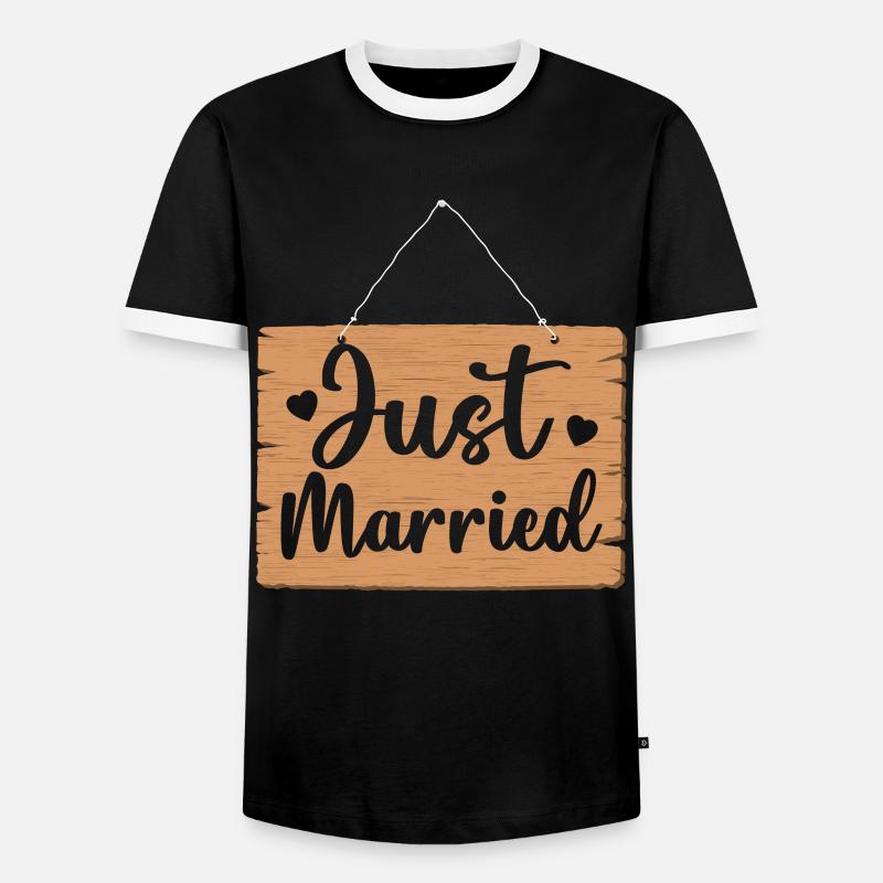 Just Married Schild - Männer Kontrast-T-Shirt - Schwarz/Weiß