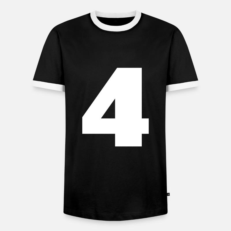Nummer 4 Großbuchstaben Monogramm - Männer Kontrast-T-Shirt - Schwarz/Weiß