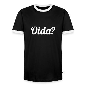 Oida? Bayern - Männer Kontrast-T-Shirt - Schwarz/Weiß - Vorne - AI Model Female 172 light (172cm) & AI Model Male 178 light (178cm)