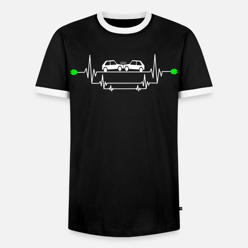 Gefährlicher E-Auto Unfall - Männer Kontrast-T-Shirt - Schwarz/Weiß