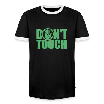Do Not Touch Hands Away Fingers Touch Funny - Men's Ringer Shirt - black/white - Front - AI Model Female 172 light (172cm) & AI Model Male 178 light (178cm)