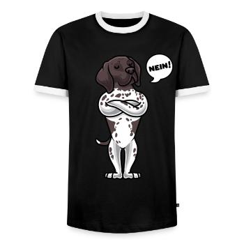 Sturer Deutsch Kurzhaar Hund - Männer Kontrast-T-Shirt - Schwarz/Weiß - Vorne - AI Model Female 172 light (172cm) & AI Model Male 178 light (178cm)