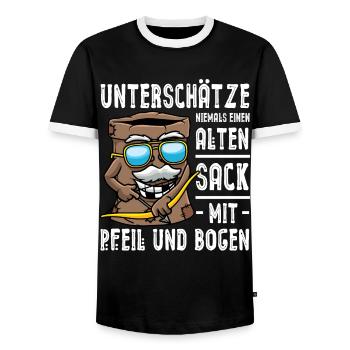 Bogenschießen Bogensport Bogen Schießen - Männer Kontrast-T-Shirt - Schwarz/Weiß - Vorne - AI Model Female 172 light (172cm) & AI Model Male 178 light (178cm)