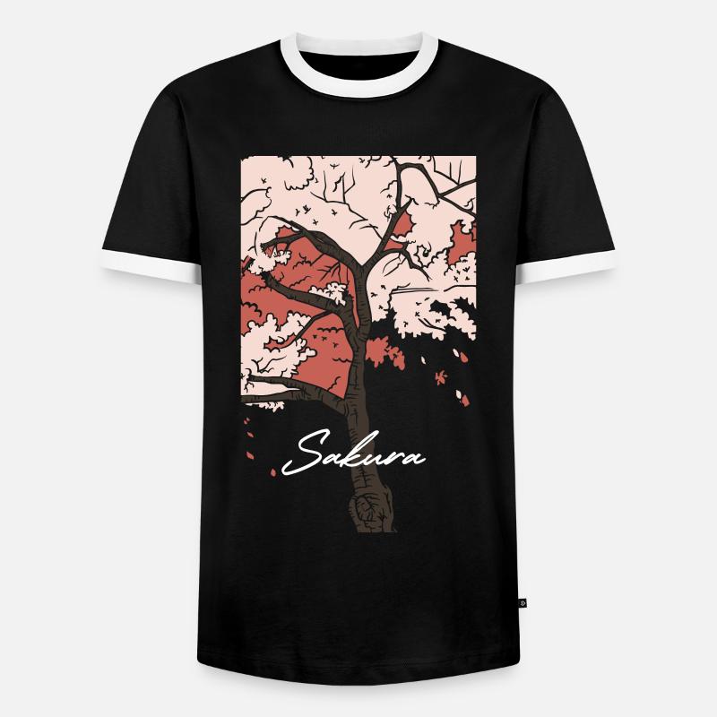 Sakura - Männer Kontrast-T-Shirt - Schwarz/Weiß