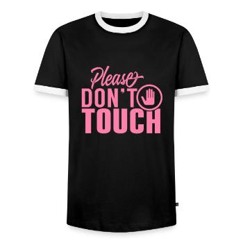 Please do not touch hands Just look fingers away - Men's Ringer Shirt - black/white - Front - AI Model Female 172 light (172cm) & AI Model Male 178 light (178cm)