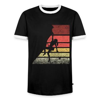 Climbing Retro Silhouette - Men's Ringer Shirt - black/white - Front - AI Model Female 172 light (172cm) & AI Model Male 178 light (178cm)