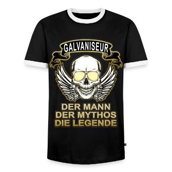 Galvaniseur Mann Mythos Legende - Männer Kontrast-T-Shirt - Schwarz/Weiß - Vorne - AI Model Female 172 light (172cm) & AI Model Male 178 light (178cm)