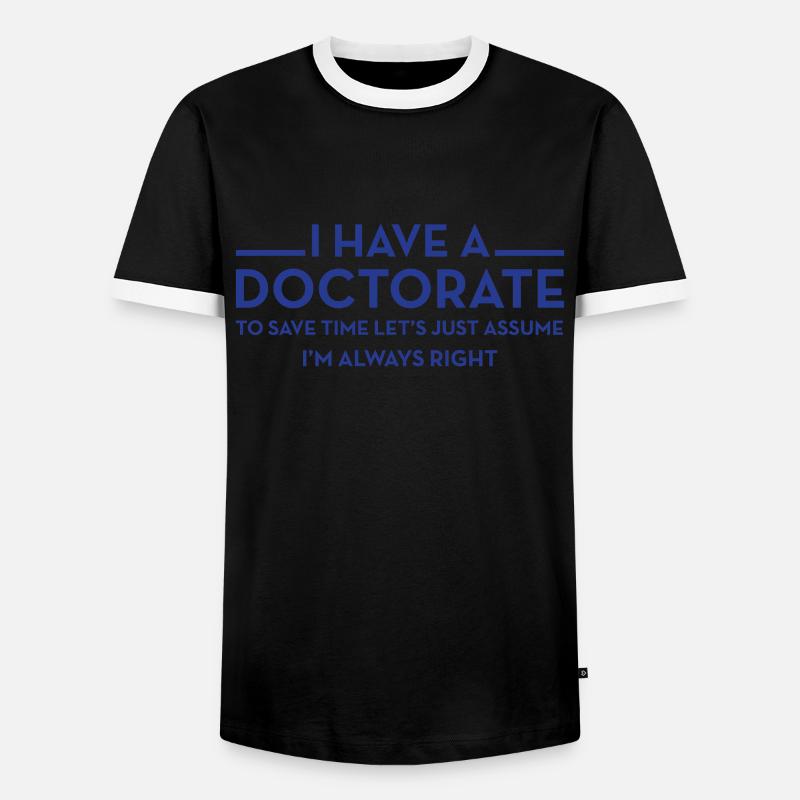 Mam doktorat | Phd - Koszulka męska z kontrastowymi wstawkami - czarny/biały