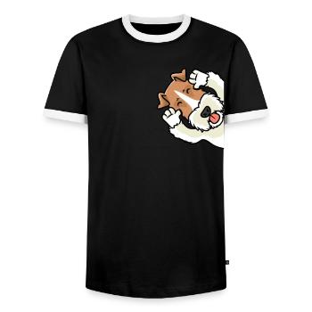 Foxterrier Drahthaar Ätsch Bätsch - Männer Kontrast-T-Shirt - Schwarz/Weiß - Vorne - AI Model Female 172 light (172cm) & AI Model Male 178 light (178cm)