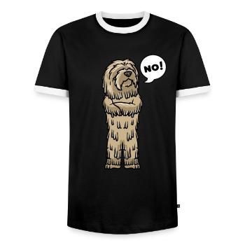 Sturer Bergamasker Hirtenhund Hund - Männer Kontrast-T-Shirt - Schwarz/Weiß - Vorne - AI Model Female 172 light (172cm) & AI Model Male 178 light (178cm)