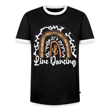 Linedance Line Dance - Männer Kontrast-T-Shirt - Schwarz/Weiß - Vorne - AI Model Female 172 light (172cm) & AI Model Male 178 light (178cm)