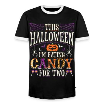 Halloween Pregnant - Men's Ringer Shirt - black/white - Front - AI Model Female 172 light (172cm) & AI Model Male 178 light (178cm)