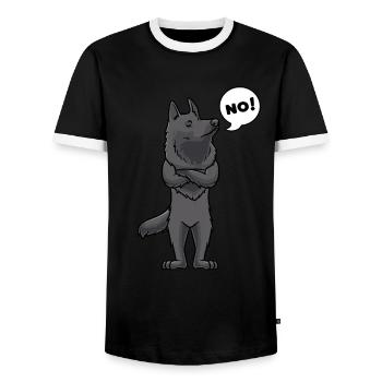 Groenendael Chien Berger Belge Têtu - T-shirt contrasté Homme - noir/blanc - Devant - AI Model Female 172 light (172cm) & AI Model Male 178 light (178cm)