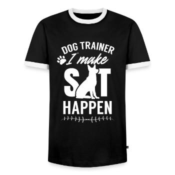 Dog Trainer Dog School Dog Handler Saying - Men's Ringer Shirt - black/white - Front - AI Model Female 172 light (172cm) & AI Model Male 178 light (178cm)