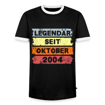 Legendär seit Oktober 2004 - Geburtstag - Männer Kontrast-T-Shirt - Schwarz/Weiß - Vorne - AI Model Female 172 light (172cm) & AI Model Male 178 light (178cm)