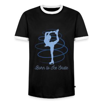 Patinage sur glace - Né du patin à glace - T-shirt contrasté Homme - noir/blanc - Devant - AI Model Female 172 light (172cm) & AI Model Male 178 light (178cm)