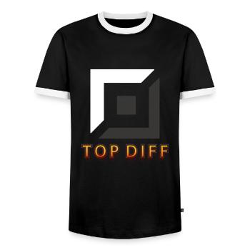 top diff tilter tilted gaming - Men's Ringer Shirt - black/white - Front - AI Model Female 172 light (172cm) & AI Model Male 178 light (178cm)