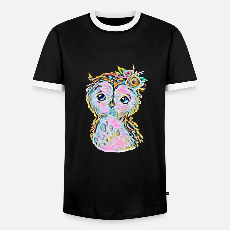 Eule - Männer Kontrast-T-Shirt - Schwarz/Weiß