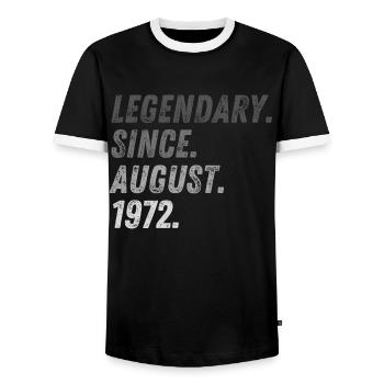 50th birthday 50 years August 1972 - Men's Ringer Shirt - black/white - Front - AI Model Female 172 light (172cm) & AI Model Male 178 light (178cm)