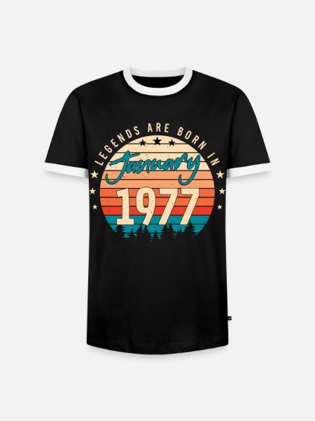 Januar 1977 Retro Legende - Männer Kontrast-T-Shirt - Schwarz/Weiß