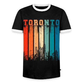 Toronto Vintage Canada - Männer Kontrast-T-Shirt - Schwarz/Weiß - Vorne - AI Model Female 172 light (172cm) & AI Model Male 178 light (178cm)