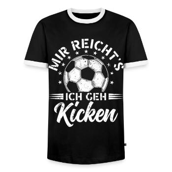 Fußball Fussball Kicken Fußballer Kinder - Männer Kontrast-T-Shirt - Schwarz/Weiß - Vorne - AI Model Female 172 light (172cm) & AI Model Male 178 light (178cm)