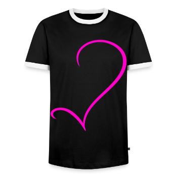 Halbes Pinkes Herz - Männer Kontrast-T-Shirt - Schwarz/Weiß - Vorne - AI Model Female 172 light (172cm) & AI Model Male 178 light (178cm)