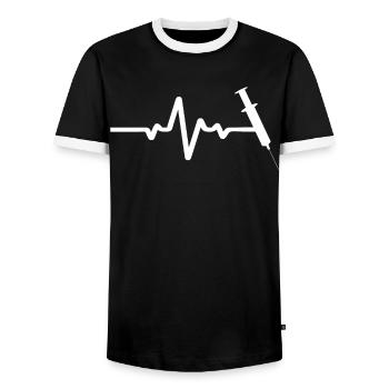 Spritze Auf EKG Linie - Männer Kontrast-T-Shirt - Schwarz/Weiß - Vorne - AI Model Female 172 light (172cm) & AI Model Male 178 light (178cm)