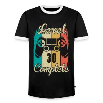 30th Birthday Shirt Gamer Level 30 Complete - Men's Ringer Shirt - black/white - Front - AI Model Female 172 light (172cm) & AI Model Male 178 light (178cm)