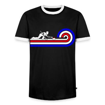 Retro Curling Design with Curler Silhouette - Männer Kontrast-T-Shirt - Schwarz/Weiß - Vorne - AI Model Female 172 light (172cm) & AI Model Male 178 light (178cm)