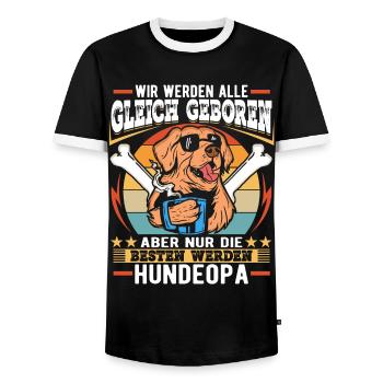 Hunde Opa Hundeopa Enkelhund Großeltern - Männer Kontrast-T-Shirt - Schwarz/Weiß - Vorne - AI Model Female 172 light (172cm) & AI Model Male 178 light (178cm)