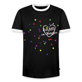 Costume de remplacement de carnaval Tenue de carnaval - T-shirt contrasté Homme - noir/blanc - Devant - AI Model Female 172 light (172cm) & AI Model Male 178 light (178cm)