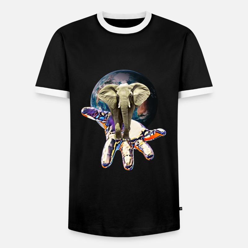 Elefant - Männer Kontrast-T-Shirt - Schwarz/Weiß