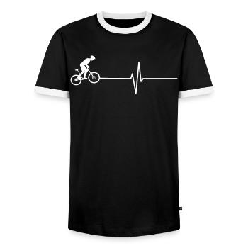 Rennrad Fahrrad Herzschlag - Männer Kontrast-T-Shirt - Schwarz/Weiß - Vorne - AI Model Female 172 light (172cm) & AI Model Male 178 light (178cm)