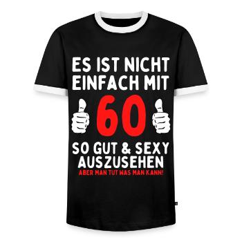 60. Geburtstag Damen Herren Deko 60 Jahre Lustig - Männer Kontrast-T-Shirt - Schwarz/Weiß - Vorne - AI Model Female 172 light (172cm) & AI Model Male 178 light (178cm)