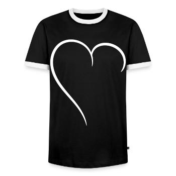 Halbes Herz Weiss Liebe - Männer Kontrast-T-Shirt - Schwarz/Weiß - Vorne - AI Model Female 172 light (172cm) & AI Model Male 178 light (178cm)