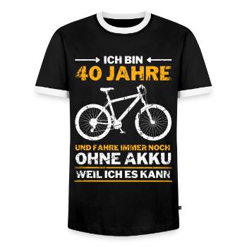 40 Jahre 40. Geburtstag Fahrrad ohne Akku - Männer Kontrast-T-Shirt - Schwarz/Weiß - Vorne - AI Model Female 172 light (172cm) & AI Model Male 178 light (178cm)