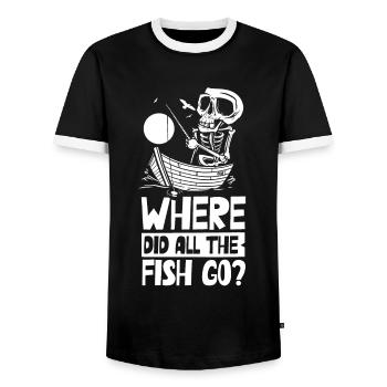 Where have all the fish gone? Fishermen Fishing - Men's Ringer Shirt - black/white - Front - AI Model Female 172 light (172cm) & AI Model Male 178 light (178cm)