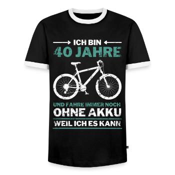 40 Jahre 40. Geburtstag Fahrrad ohne Akku - Männer Kontrast-T-Shirt - Schwarz/Weiß - Vorne - AI Model Female 172 light (172cm) & AI Model Male 178 light (178cm)