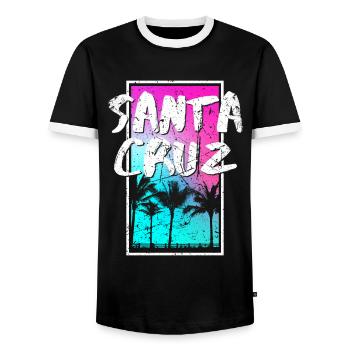 Santa Cruz California Vintage Retro Sunset - Männer Kontrast-T-Shirt - Schwarz/Weiß - Vorne - AI Model Female 172 light (172cm) & AI Model Male 178 light (178cm)
