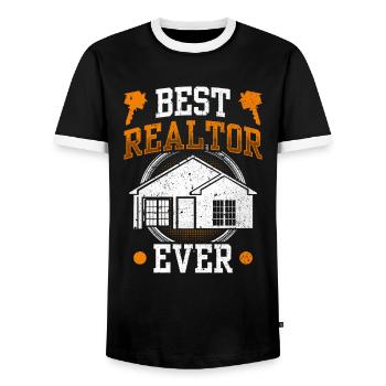 Best Real Estate Agent Of All Time Real Estate - Men's Ringer Shirt - black/white - Front - AI Model Female 172 light (172cm) & AI Model Male 178 light (178cm)