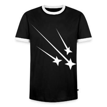 Étoiles filantes blanches - T-shirt contrasté Homme - noir/blanc - Devant - AI Model Female 172 light (172cm) & AI Model Male 178 light (178cm)