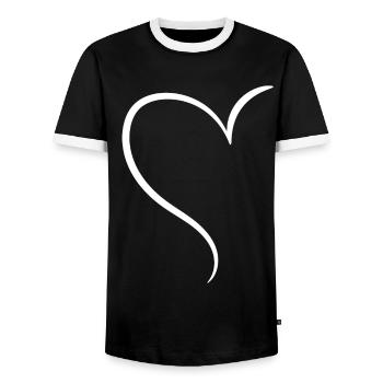 Weisses Halbes Herz Liebe - Männer Kontrast-T-Shirt - Schwarz/Weiß - Vorne - AI Model Female 172 light (172cm) & AI Model Male 178 light (178cm)