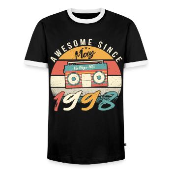 Mai 1998 Mois de naissance - T-shirt contrasté Homme - noir/blanc - Devant - AI Model Female 172 light (172cm) & AI Model Male 178 light (178cm)