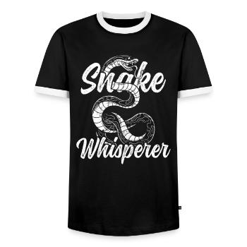 Snakes Whisperer Pet Snake Animal - Men's Ringer Shirt - black/white - Front - AI Model Female 172 light (172cm) & AI Model Male 178 light (178cm)