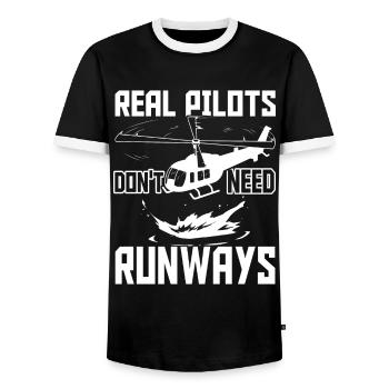 Pilote d’hélicoptère - T-shirt contrasté Homme - noir/blanc - Devant - AI Model Female 172 light (172cm) & AI Model Male 178 light (178cm)