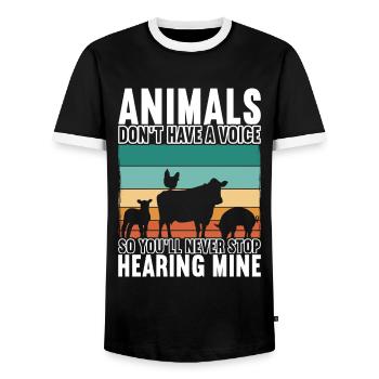 Vegan Vegetarians - Men's Ringer Shirt - black/white - Front - AI Model Female 172 light (172cm) & AI Model Male 178 light (178cm)